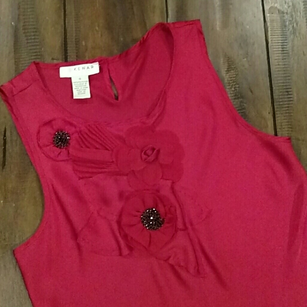 NWOT Kenar Ruby Satin Floral Top